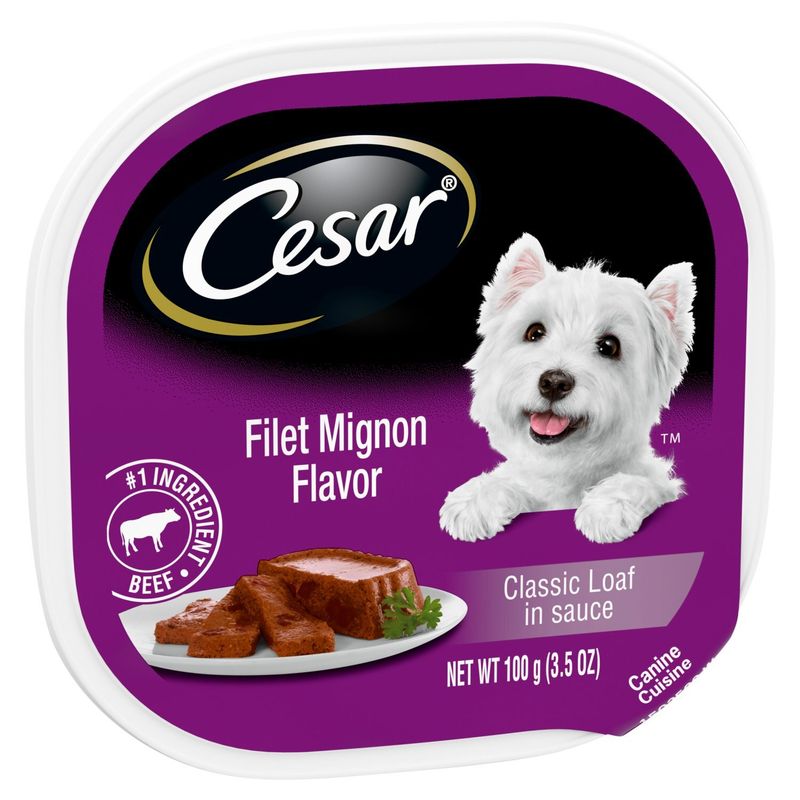 Cesar Classic Loaf in Sauce Filet Mignon Flavor Canine Cuisine, 3.5 oz