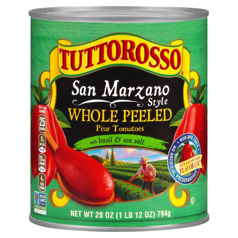 Tuttorosso San Marzano Style Whole Peeled Pear Tomatoes with Basil &amp; Sea Salt, 28 oz