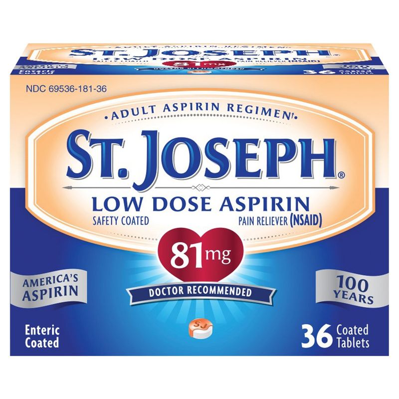 St. Joseph Low Dose Aspirin Coated Tablets, 81 mg, 36 count