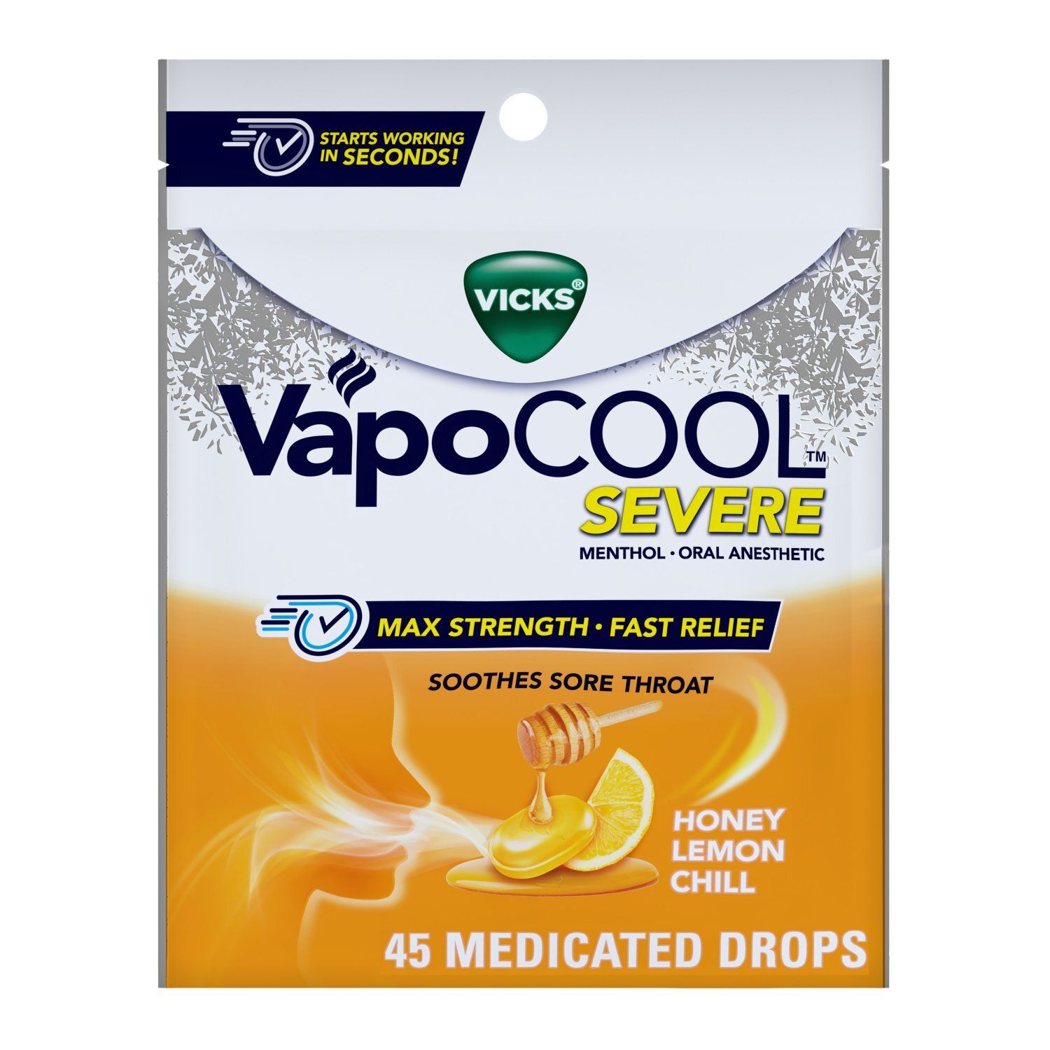 Vicks VapoCOOL SEVERE Max Strength* Menthol Cough Drop Alternative/Sore Throat Lozenge for Sore Thr