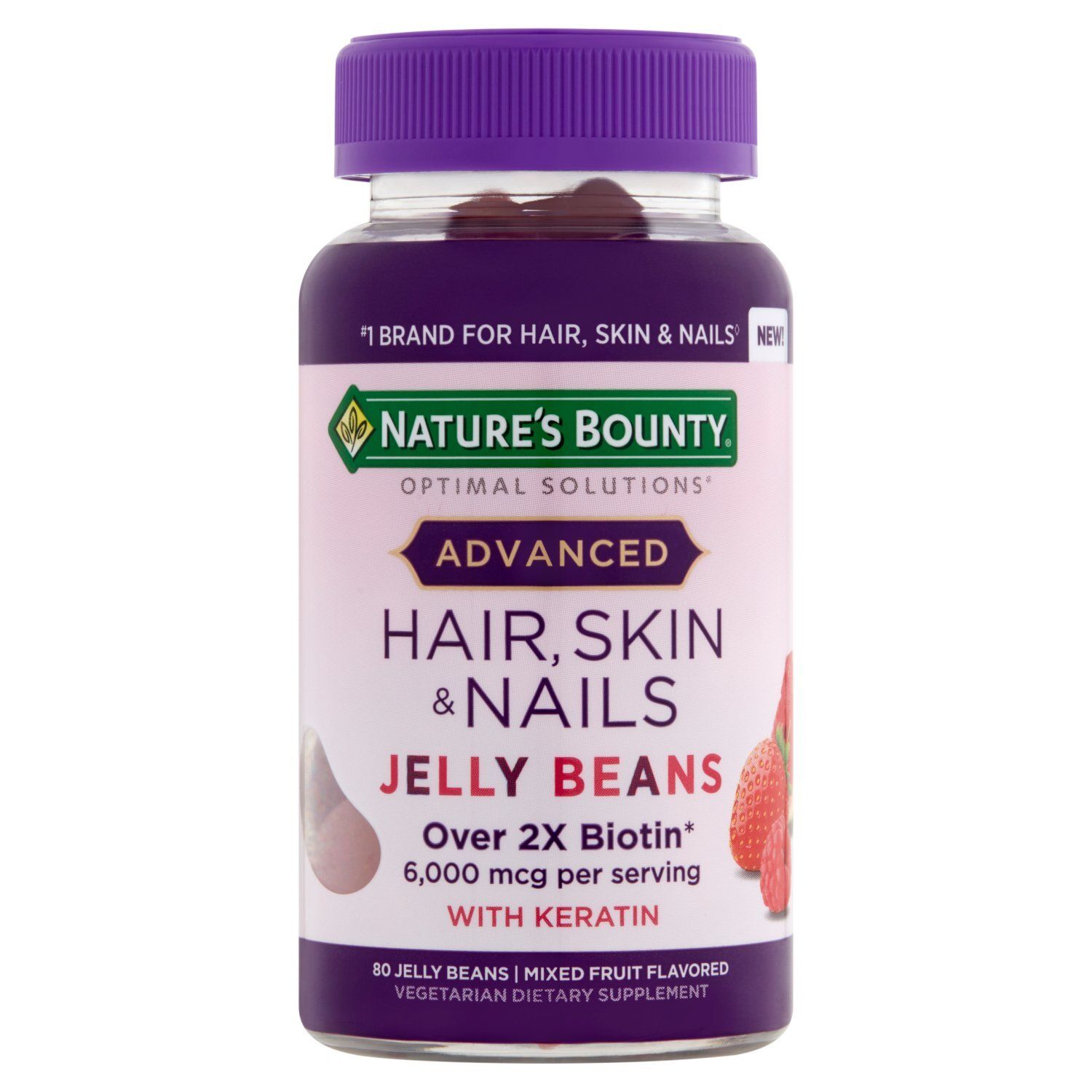 Nature's Bounty Advanced Hair, Skin &amp; Nails Jelly Beans Vegetarian Dietary Supplement, 80 count