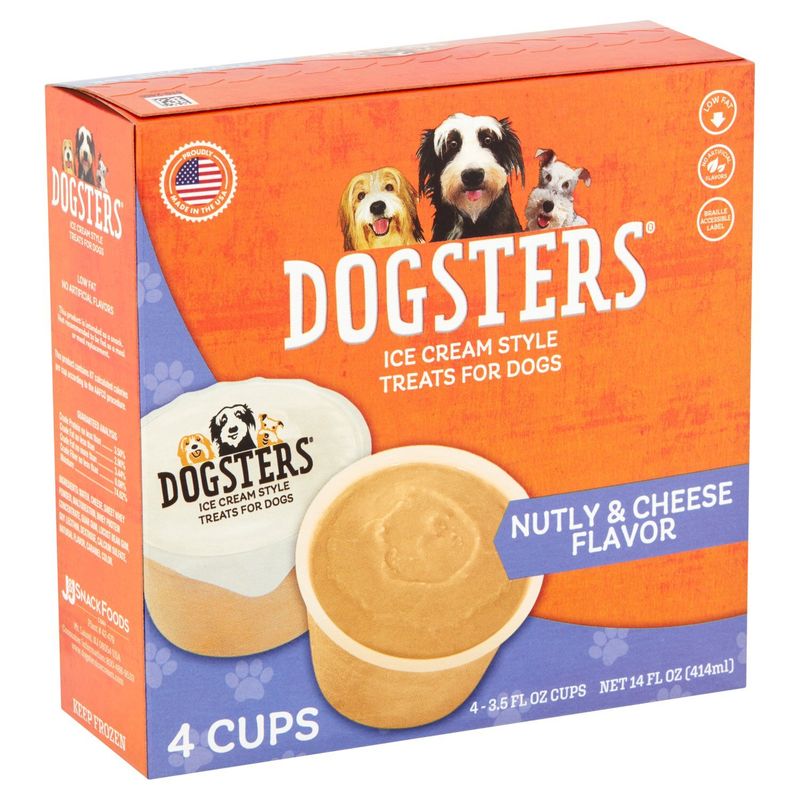 Dogsters Nutly &amp; Cheese Flavor Ice Cream Style Treats for Dogs, 3.5 fl oz, 4 count