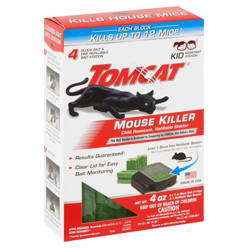 Tomcat Child Resistant Disposable Station Mouse Killer, 1 oz, 4 count