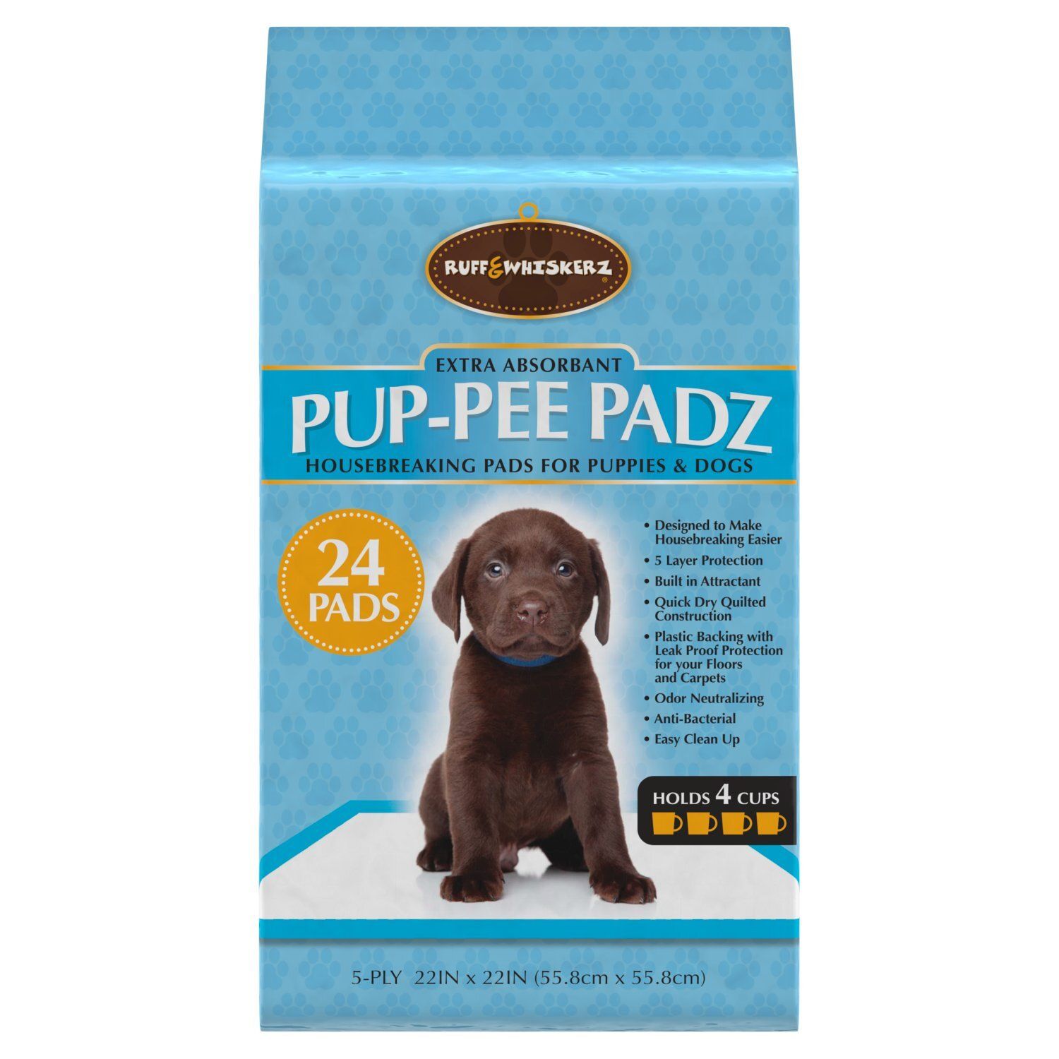 Ruff &amp; Whiskerz Pup-Pee Padz Extra Absorbant 5-Ply Pads, 24 count