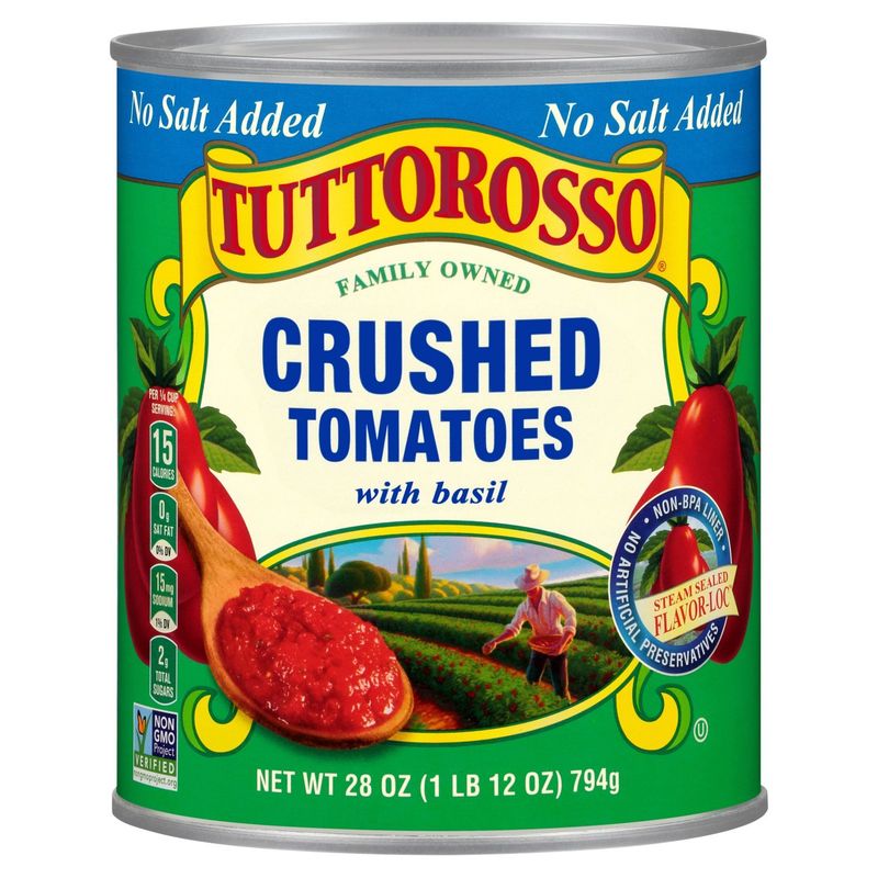 Tuttorosso No Salt Added Crushed Tomatoes with Basil, 28 oz
