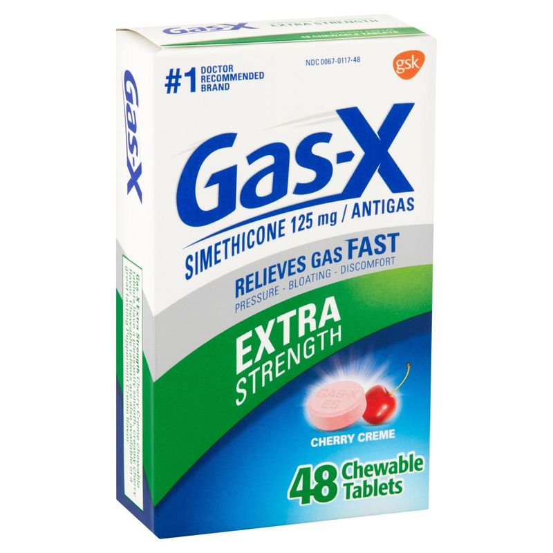 Gas-X Extra Strength Cherry Creme Simethicone Chewable Tablets, 125 mg, 48 count