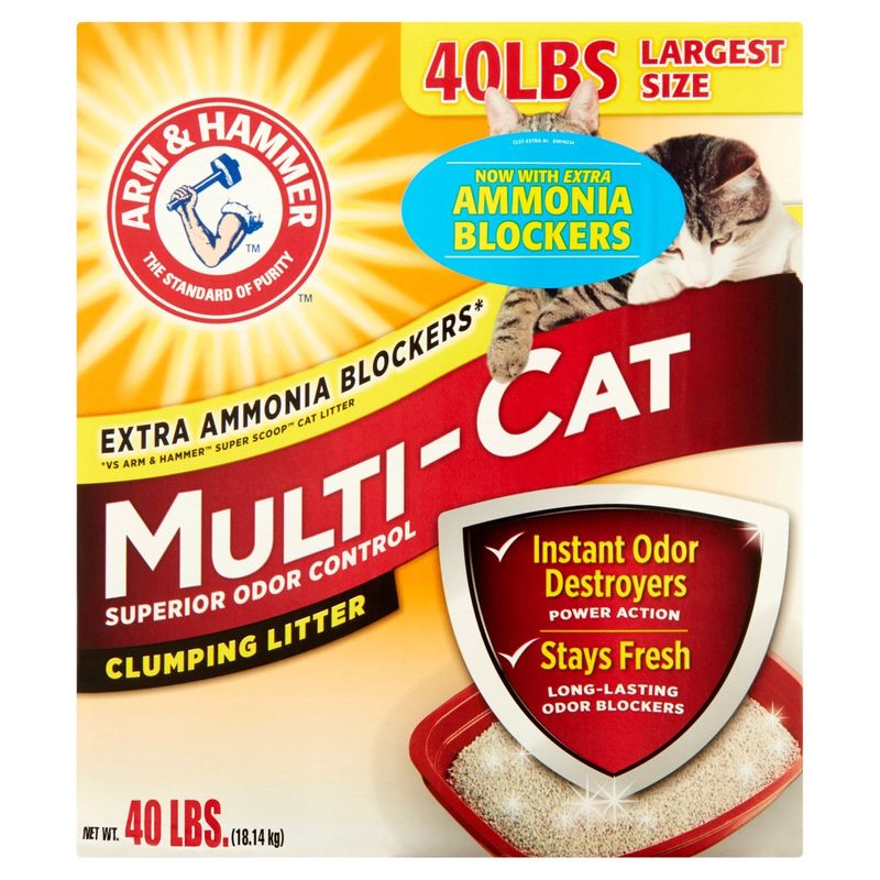 Arm &amp; Hammer Multi-Cat Superior Odor Control Clumping Litter Largest Size, 40 lbs