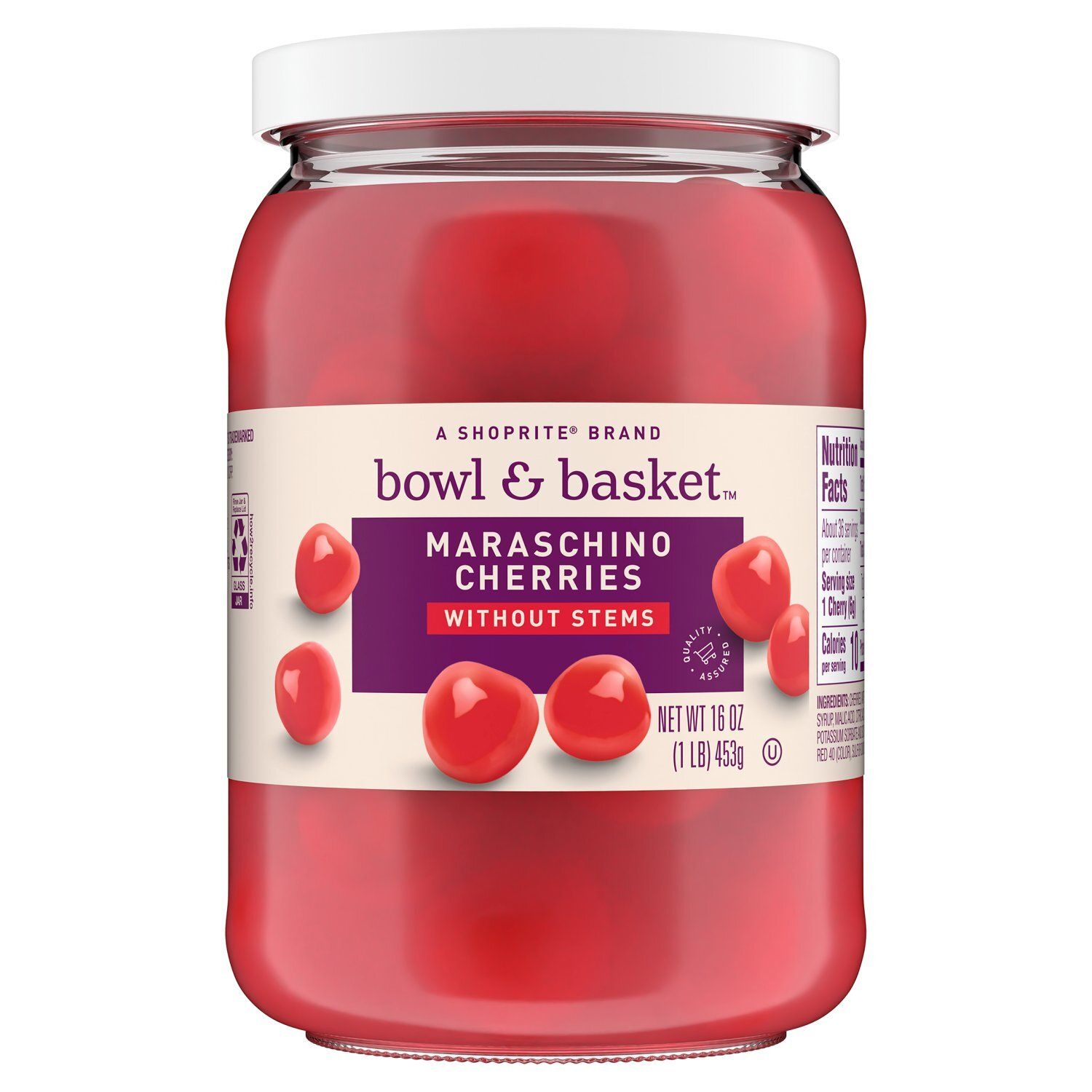 Bowl &amp; Basket Maraschino Cherries without Stems, 16 oz