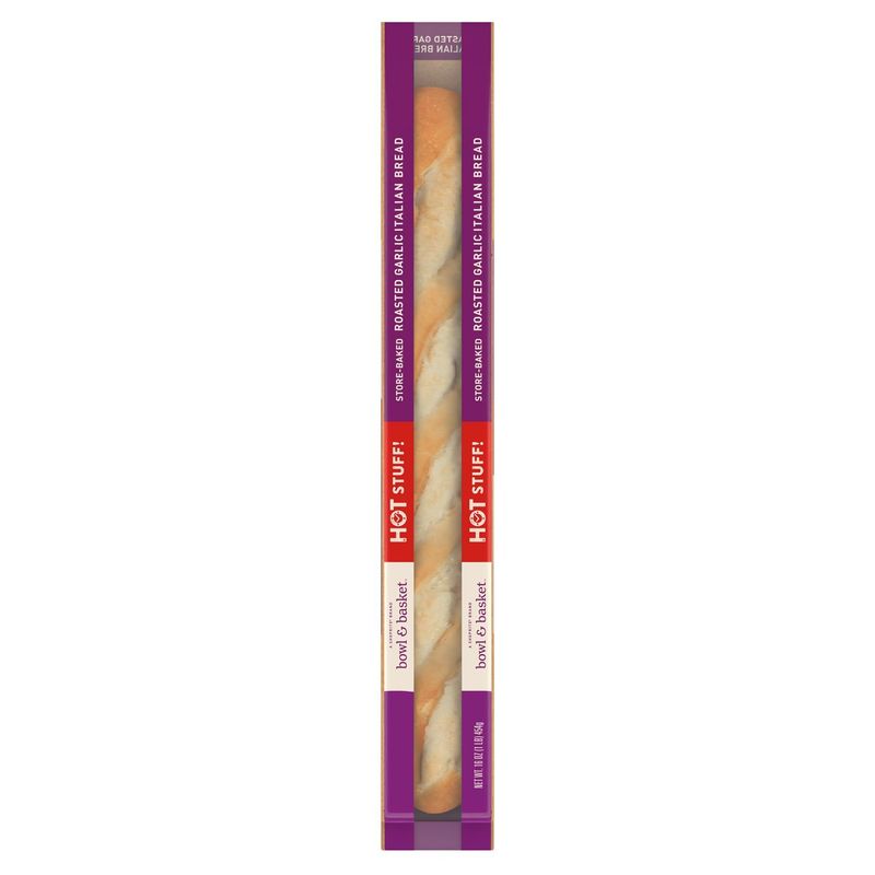 Bowl &amp; Basket Hot Stuff! Store-Baked Roasted Garlic Italian Bread, 16 oz