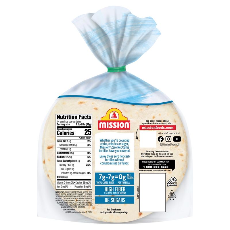 Mission Zero Net Carbs Original Tortillas, 14 count, 8.89 oz