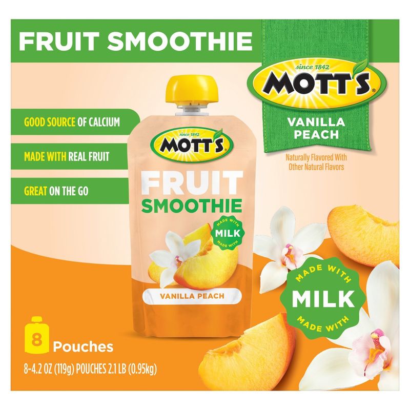 Mott's Vanilla Peach Fruit Smoothie, 4.2 oz, 8 count