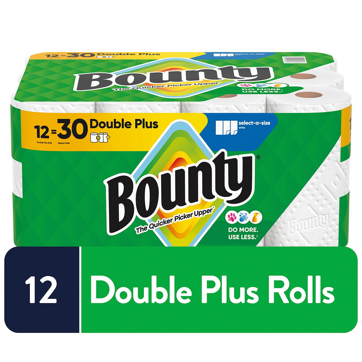 Bounty Double Plus Paper Towel Rolls, 12 count