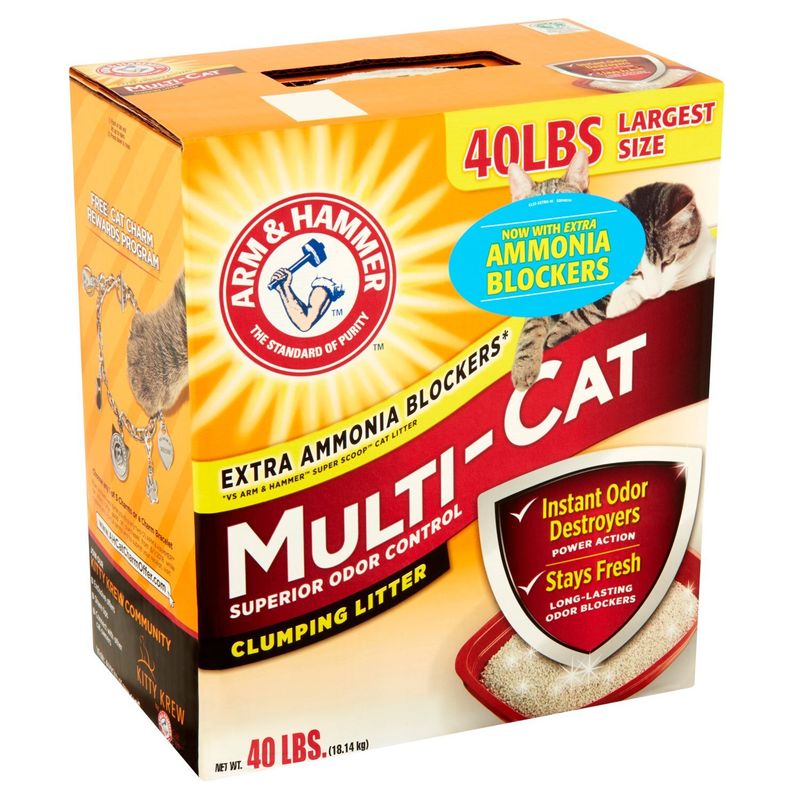 Arm &amp; Hammer Multi-Cat Superior Odor Control Clumping Litter Largest Size, 40 lbs
