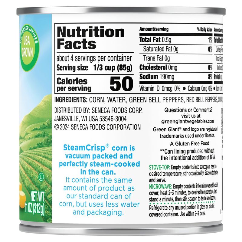 Green Giant SteamCrisp Mexicorn Whole Kernel Corn Red &amp; Green Bell Peppers, 11 oz