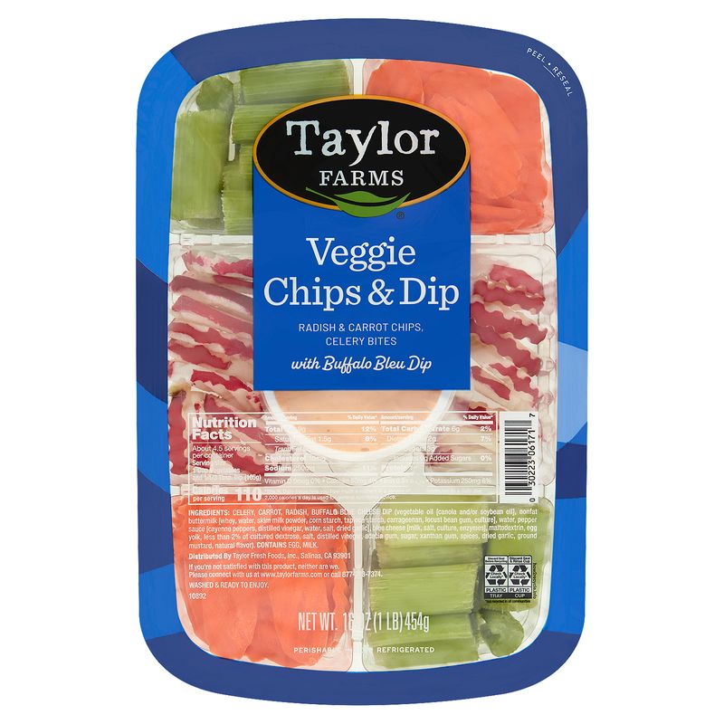 Taylor Farms Veggie Chips &amp; Dip with Buffalo Bleu Dip, 16 oz