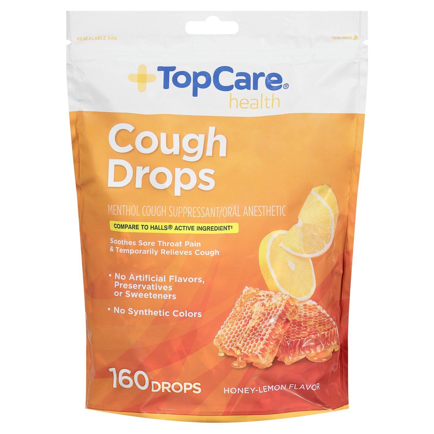 TopCare Health Honey-Lemon Flavor Cough Drops, 160 count