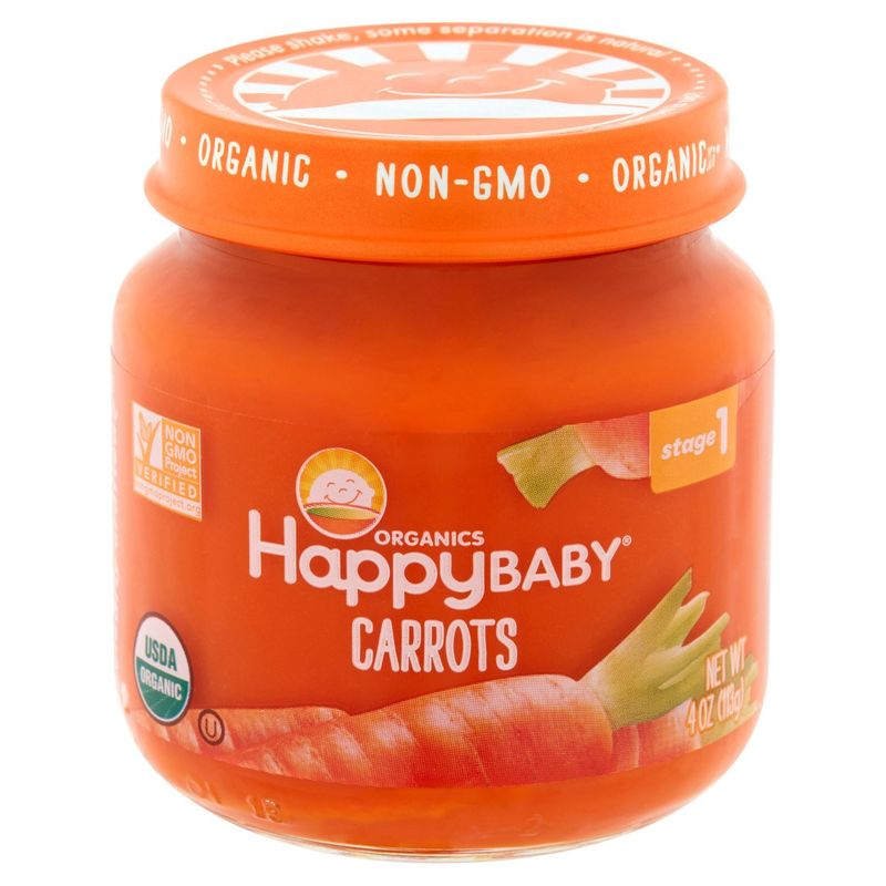 Happy Baby Organics Carrots Baby Food, Stage 1, 4 oz