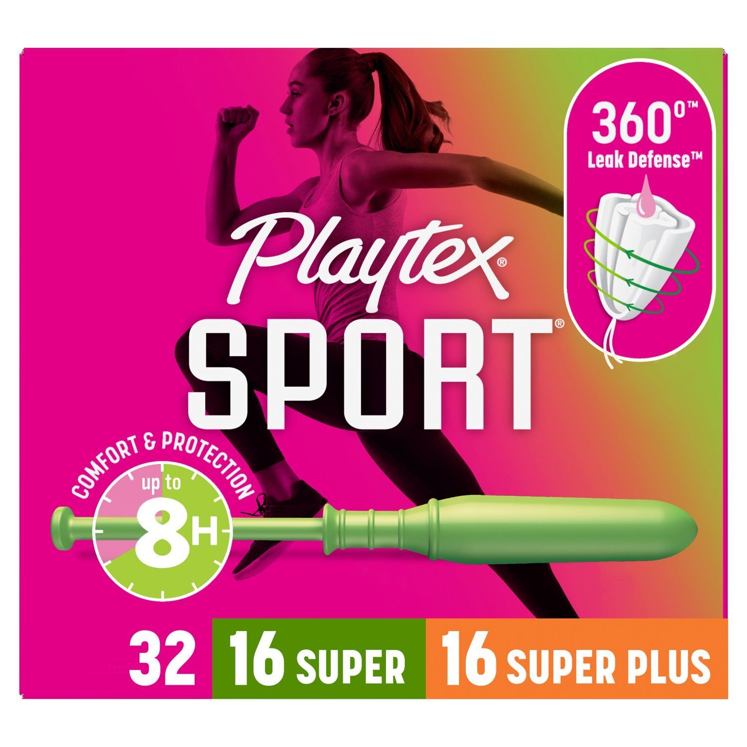 Playtex Sport Super and Super Plus Fragrance-Free Tampons, 32 count