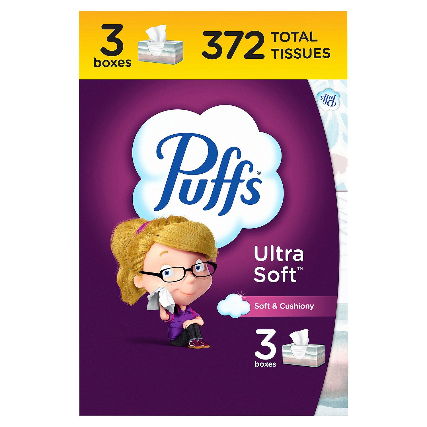 Puffs Ultra Soft Facial Tissues, 124 count, 3 pack