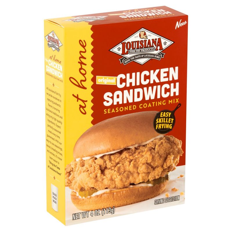 Louisiana Fish Fry Products At Home Original Chicken Sandwich Seasoned Coating Mix, 4 oz