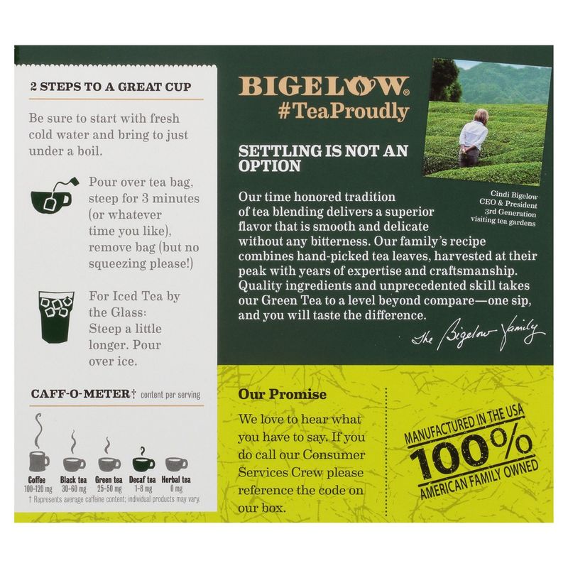 Bigelow Certified Organic Decaffeinated Green Tea Bags, 40 count, 1.73 oz