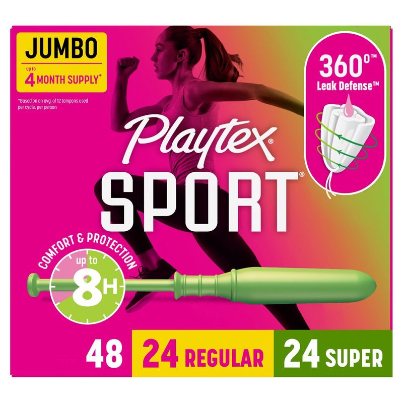 Playtex Sport Regular and Super Fragrance-Free Tampons, 48 count