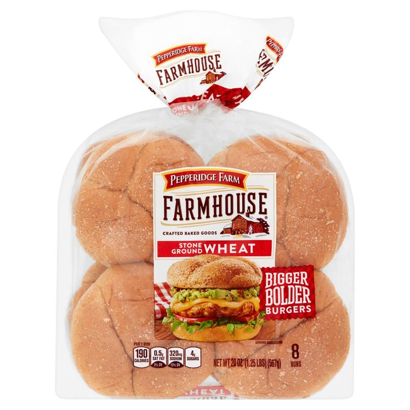 Pepperidge Farm Farmhouse Stone Ground Wheat Buns, 8 count, 20 oz