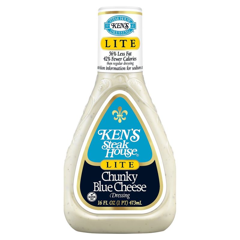 Ken's Steak House Lite Chunky Blue Cheese Dressing, 16 fl oz