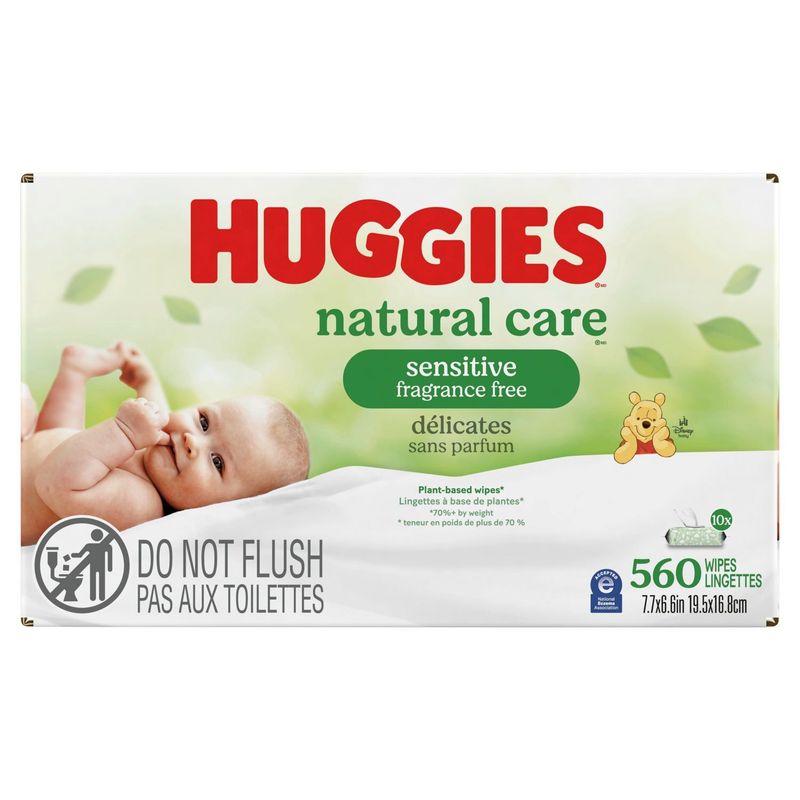 Huggies Natural Care Sensitive Fragrance Free Wipes, 560 count