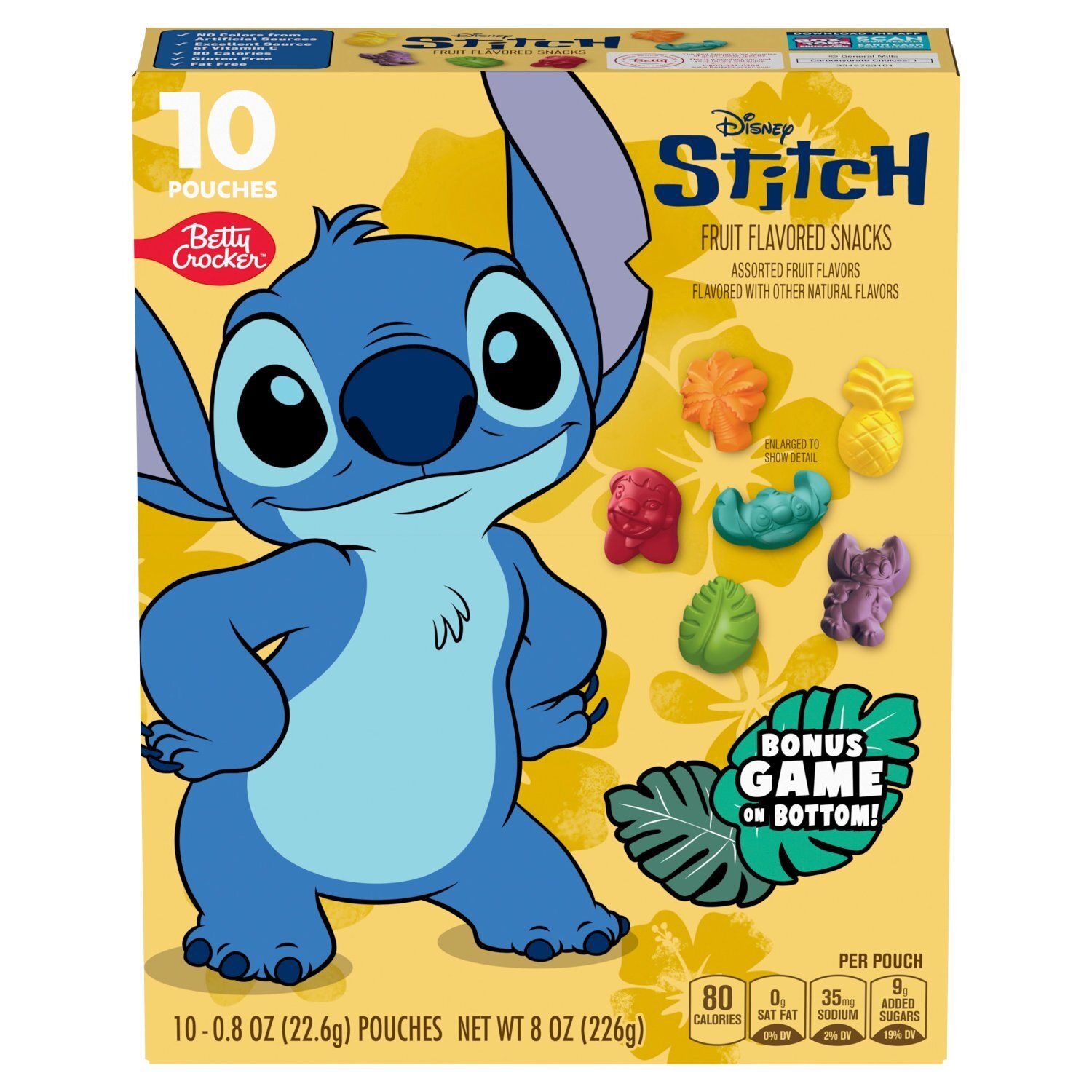 Betty Crocker Disney Stitch Fruit Flavored Snacks, 0.8 oz, 10 count