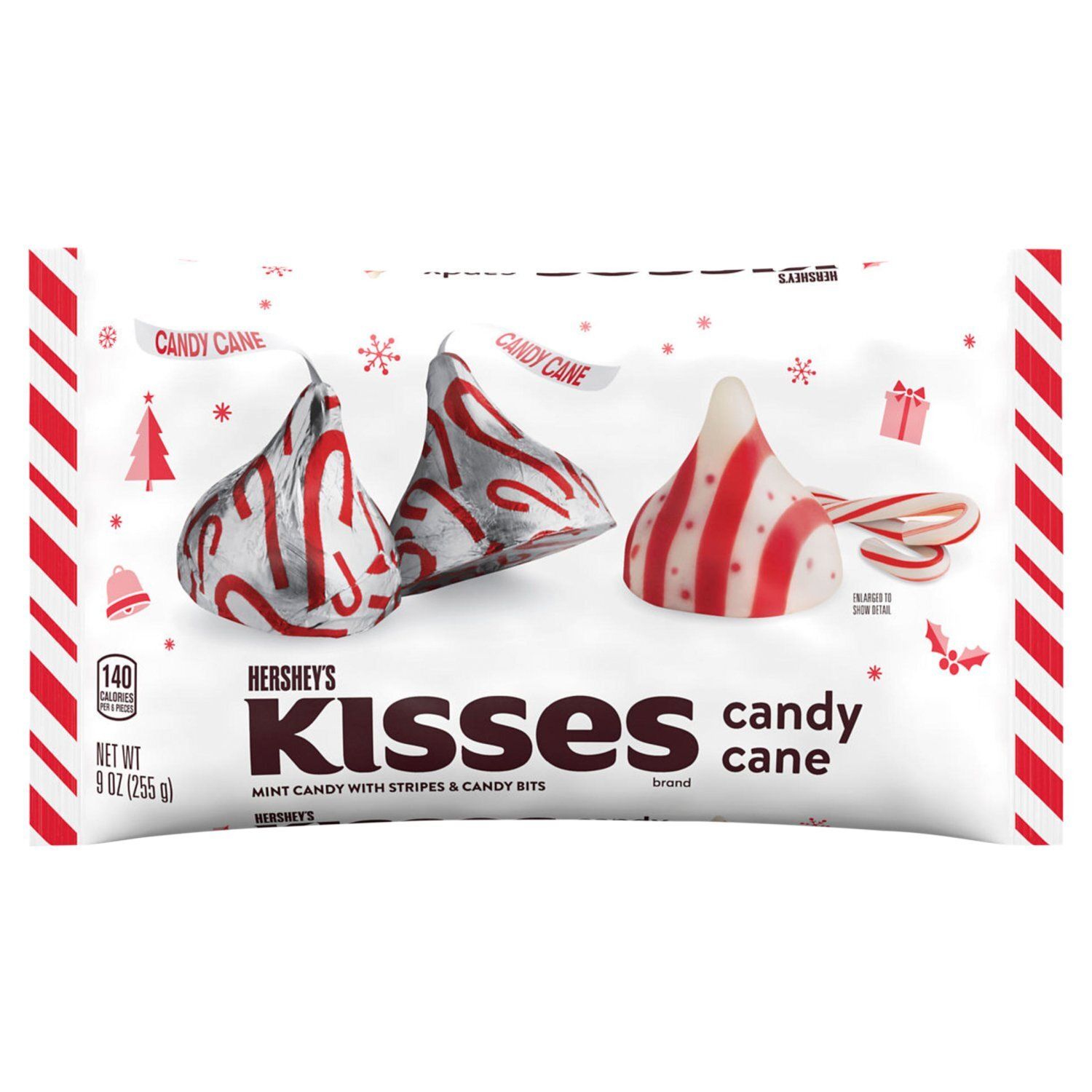 Hershey's Kisses Candy Cane Mint Candy with Stripes &amp; Candy Bits, 9 oz