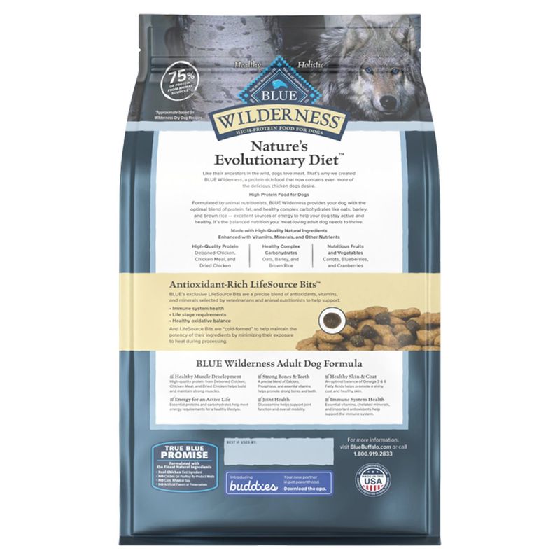 Blue Buffalo Wilderness High-Protein Natural Food for Dogs with Chicken, Adult, 4.5 lbs