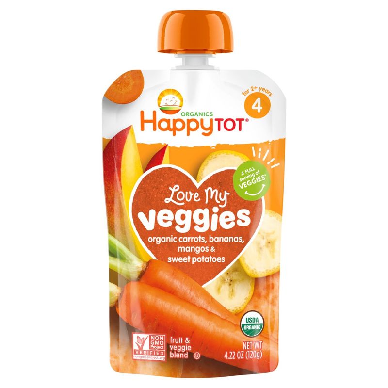 Happy Tot Organics Love My Veggies Stage 4 Organic Carrots, Bananas, Mangos &amp; Sweet Potatoes Pouch 4.22 oz.
