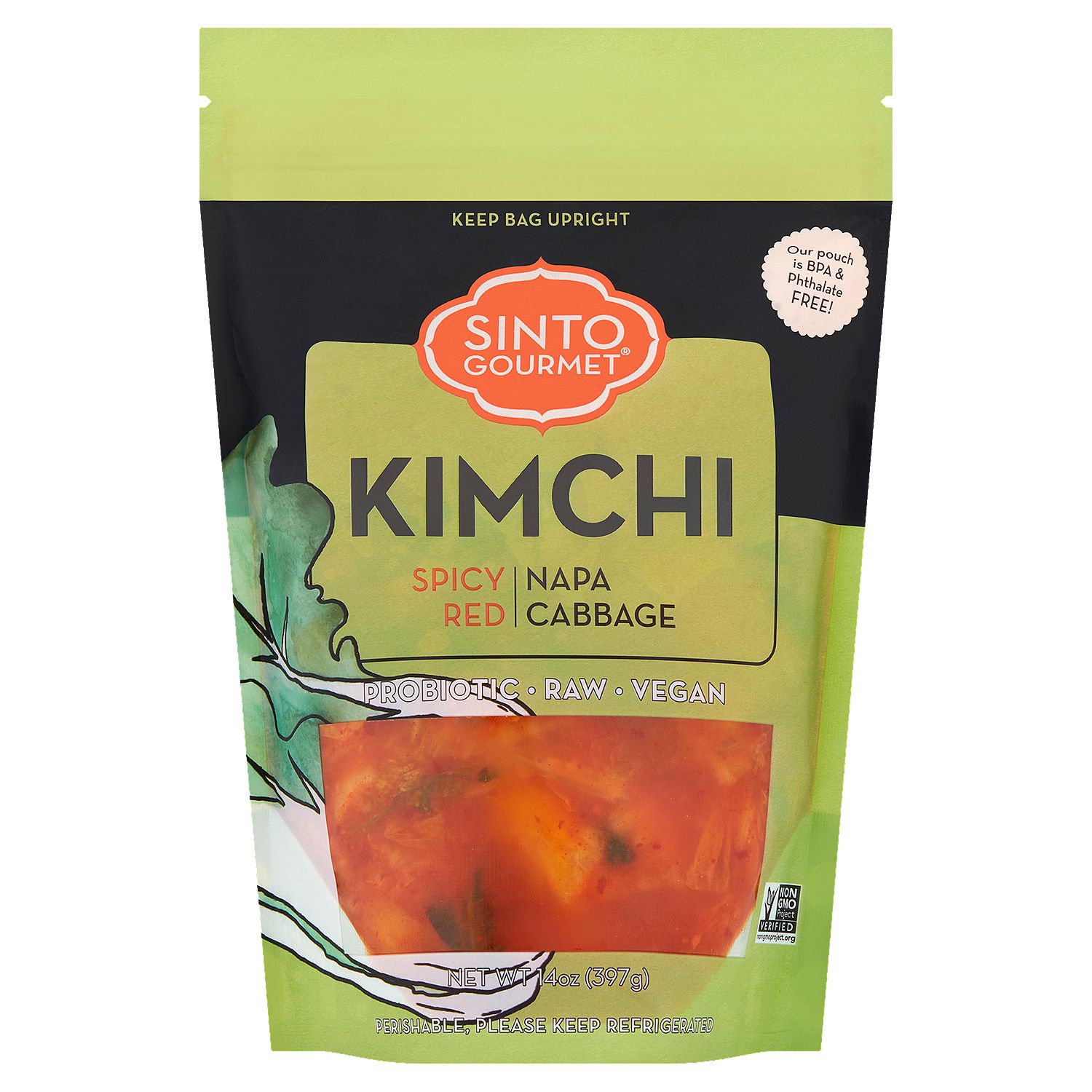 Sinto Gourmet Spicy Red Napa Cabbage Kimchi, 14 oz