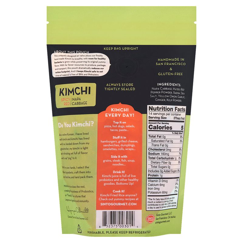 Sinto Gourmet Spicy Red Napa Cabbage Kimchi, 14 oz
