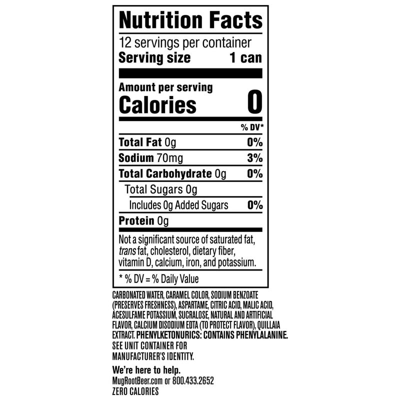 Mug Zero Sugar Soda Root Beer 12 Fl Oz, 12 Count