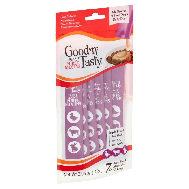 Good 'n' Tasty Triple Flavor Puree Mix-Ins Dog Food Mixer for All Dogs, 7 count, 3.95 oz