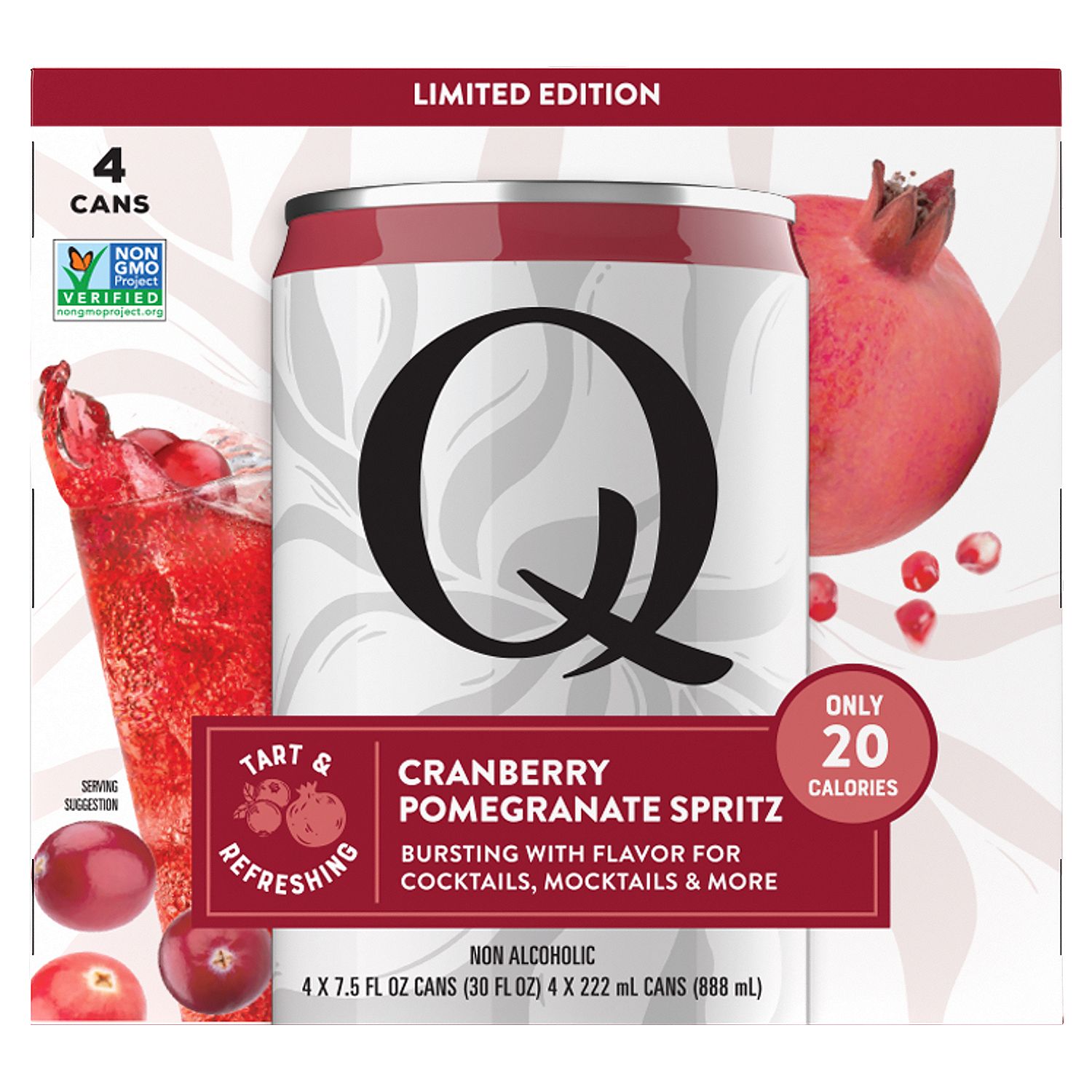 Q Cranberry Pomegranate Spritz Limited Edition, 7.5 fl oz, 4 count