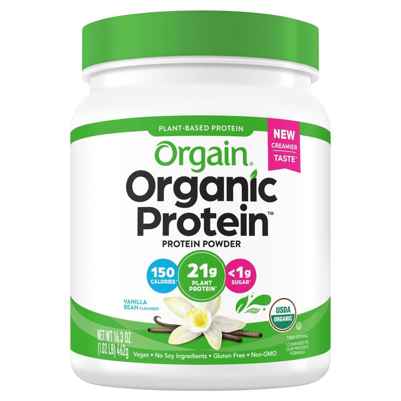 Orgain Organic Protein Vanilla Bean Flavored Protein Powder, 16.3 oz