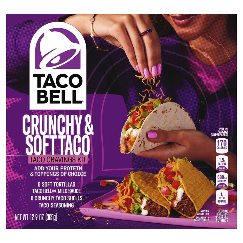 Taco Bell Crunchy &amp; Soft Taco Cravings Kit, 6 count, 12.9 oz