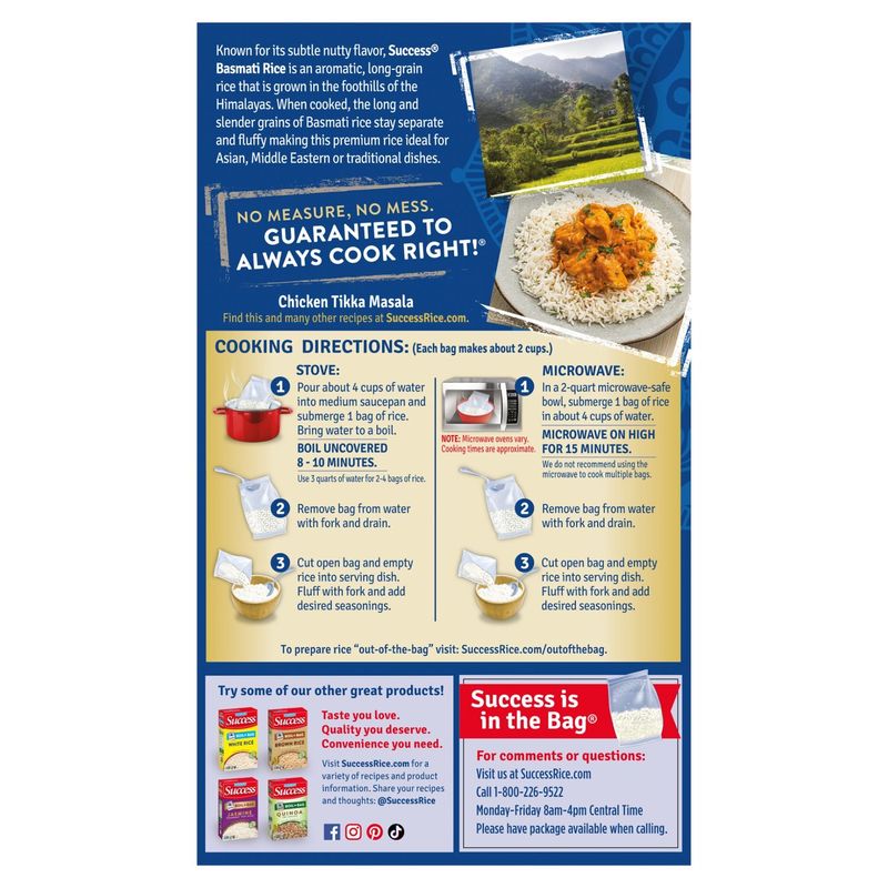 Success Boil-in-Bag Basmati Fragrant White Rice, 4 count, 14 oz