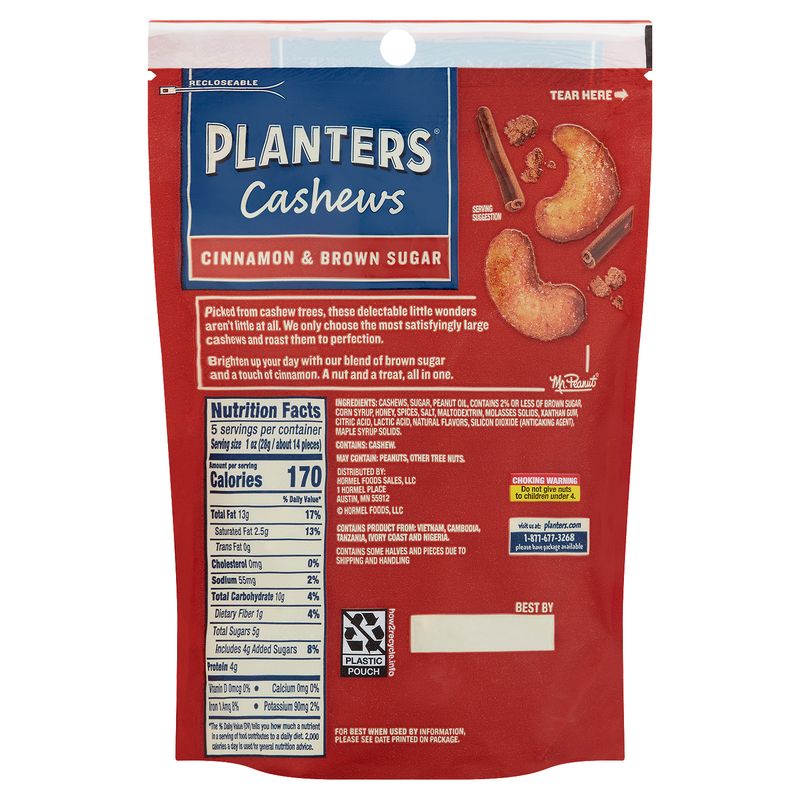Planters Cinnamon &amp; Brown Sugar Cashews, 5 oz