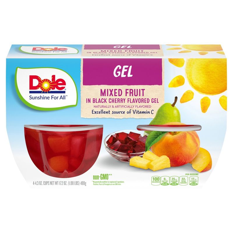 Dole Mixed Fruit in Black Cherry Flavored Gel, 4.3 oz, 4 count