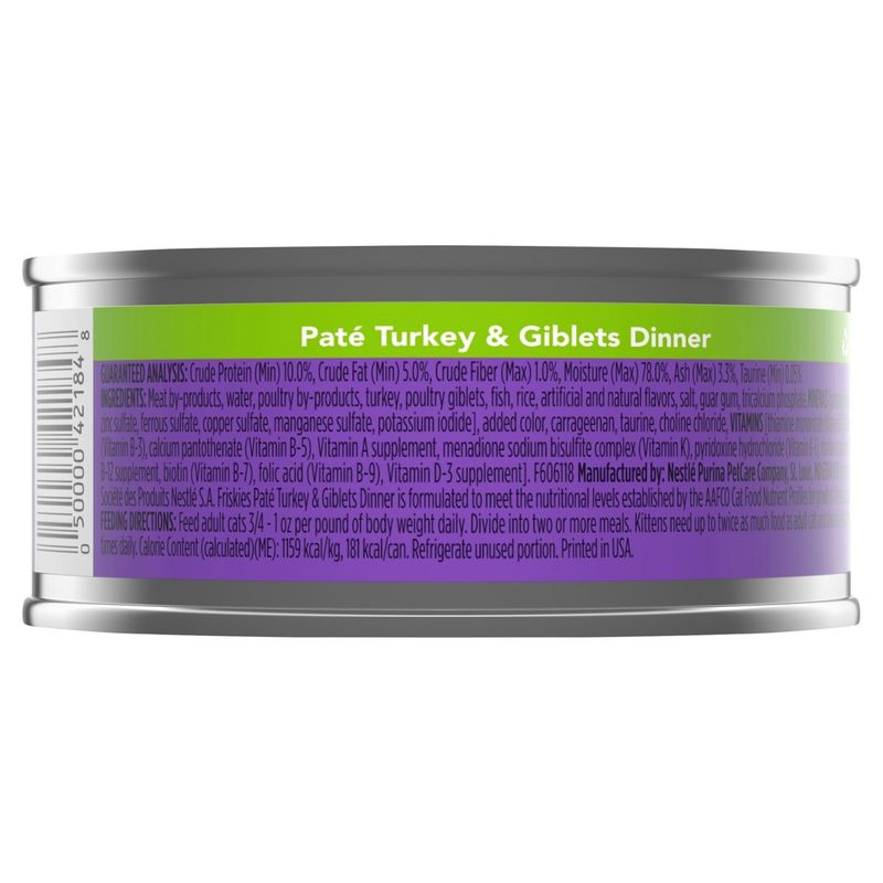 Purina Friskies Paté Turkey &amp; Giblets Dinner Cat Food, 5.5 oz