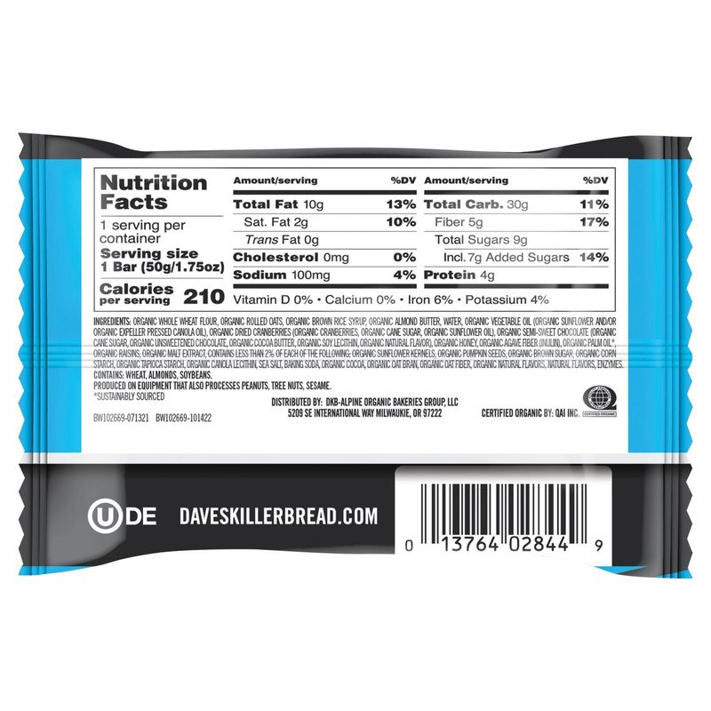Dave's Killer Bread Trail Mix Crumble Organic Snack Bar, 1.75 oz