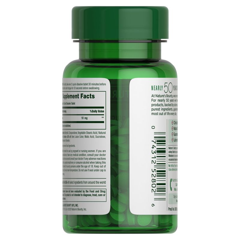 Nature's Bounty Quick Dissolve Melatonin Dietary Supplement, 10 mg, 45 count