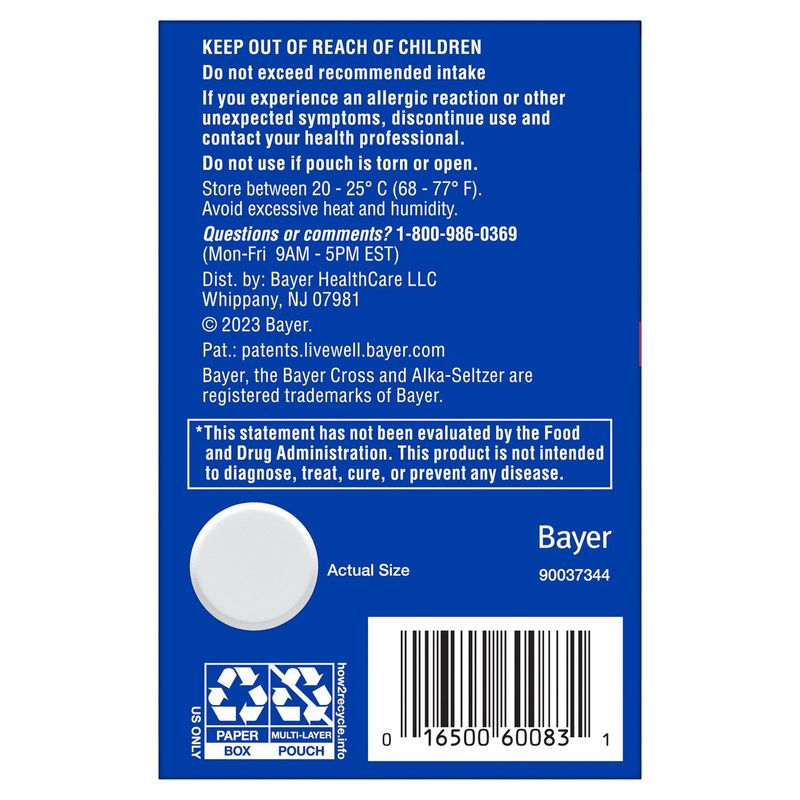 Alka-Seltzer Mixed Berry Fizzy Melts Upset Stomach Relief Dietary Supplement, 16 count