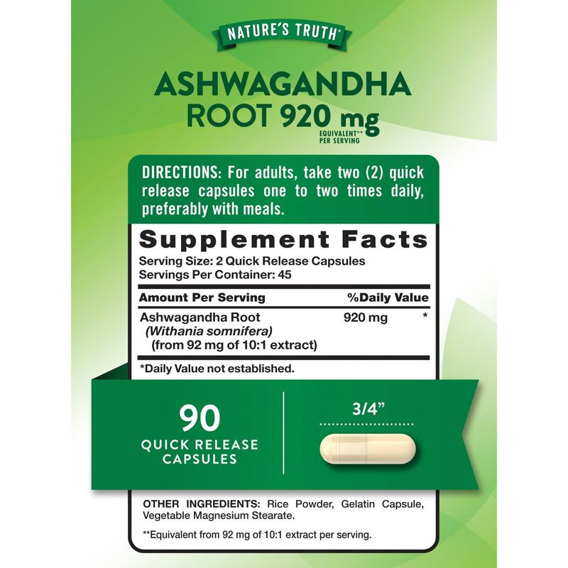 Nature's Truth Ashwagandha Root Herbal Supplement, 90 count