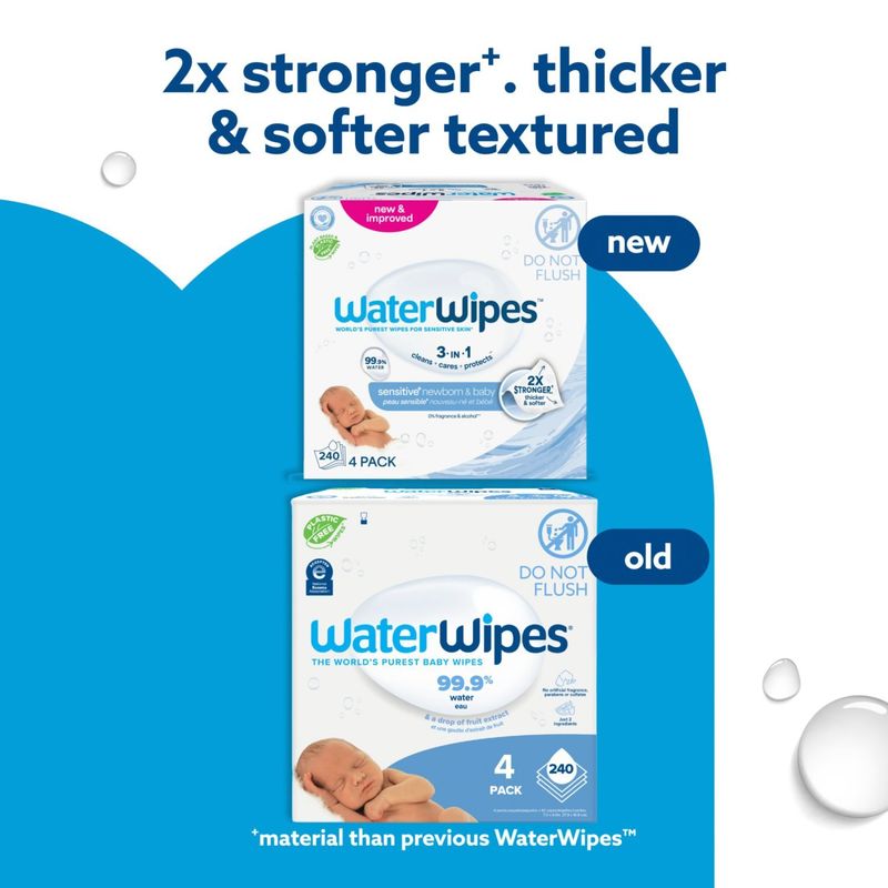 WaterWipes 3-in-1 Baby Wipes, 60 count, 4 pack