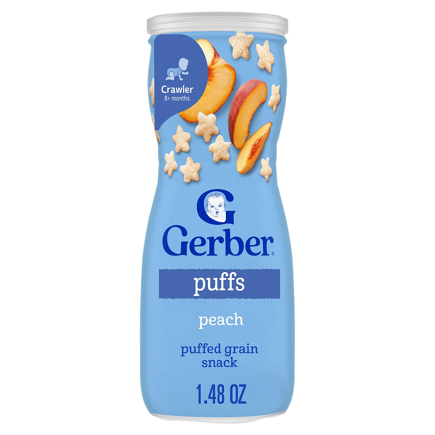 Gerber Peach Puffs Cereal Snack, Crawler, 8+ Months, 1.48 oz
